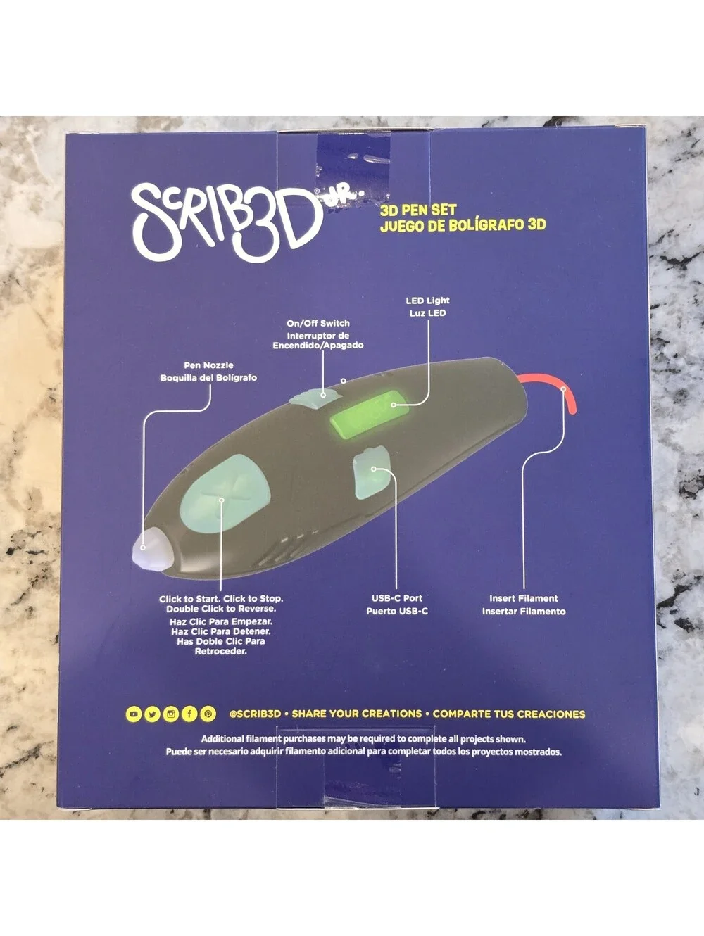 SCRIB3D Junior 3D Printing Pen Set for Kids with Filament, Activity Guide. New!